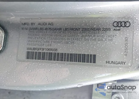 2015 Audi A3 2.0T Premium from USA, damaged, VIN WAUBFGFF3F1069938